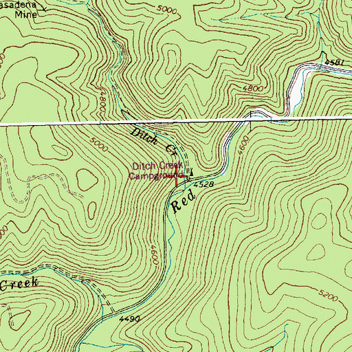 Topographic Map of Ditch Creek Campground, ID