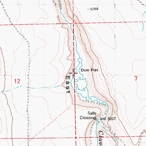 Topographic Map of Doe Flat, ID