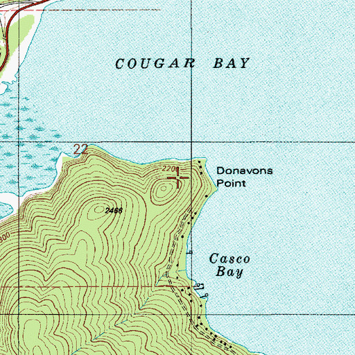 Topographic Map of Donavons Point, ID