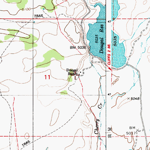 Topographic Map of Dougal Ranch, ID