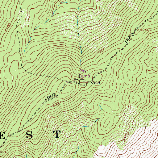 Topographic Map of Dry Camp, ID