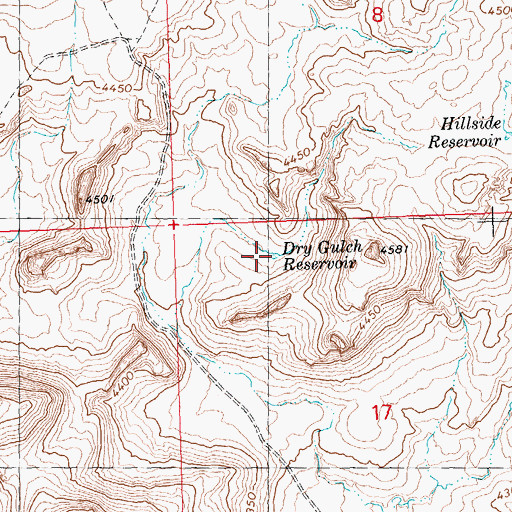 Topographic Map of Dry Gulch Reservoir, ID