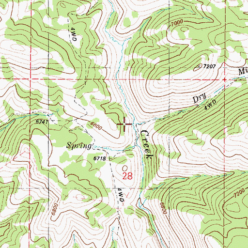 Topographic Map of Dry Miner, ID