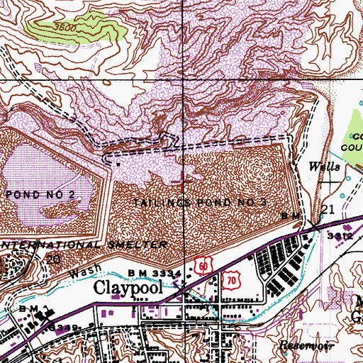 Topographic Map of Inspiration Tailings Dam Number Four, AZ
