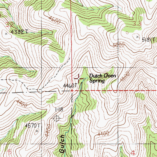 Topographic Map of Dutch Oven Spring, ID