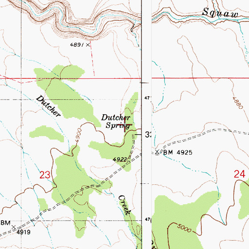 Topographic Map of Dutcher Spring, ID