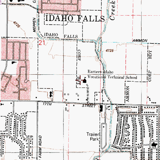 Topographic Map of Eastern Idaho Vocational Technical School, ID