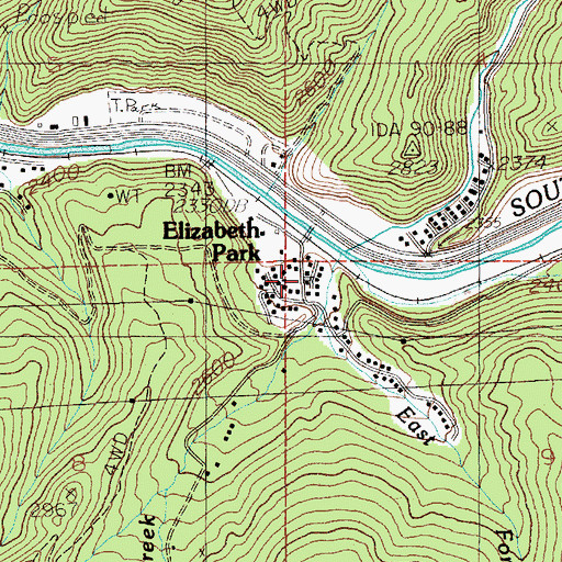 Topographic Map of Elizabeth Park, ID