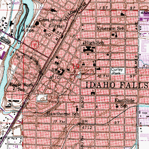 Topographic Map of Elm Street Park, ID