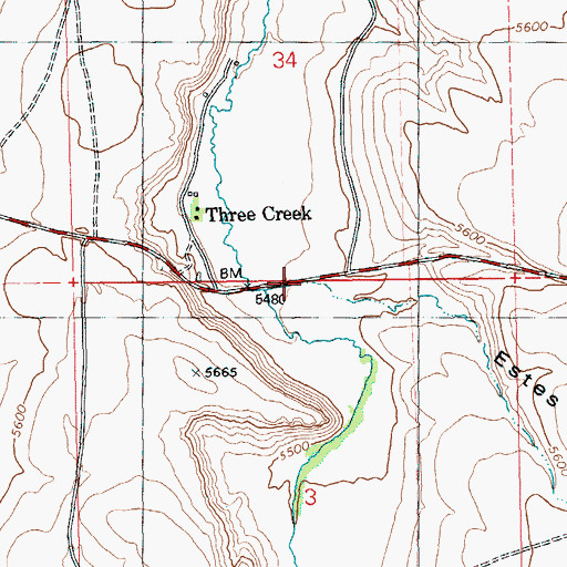 Topographic Map of Estes Draw, ID