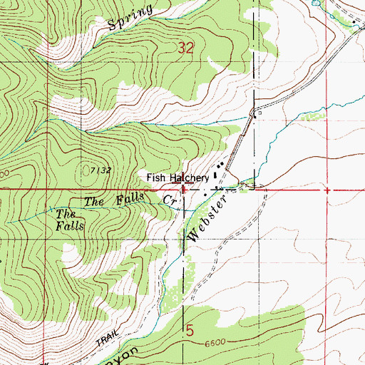 Topographic Map of The Falls Creek, ID