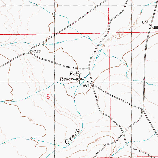 Topographic Map of Felix Reservoir, ID