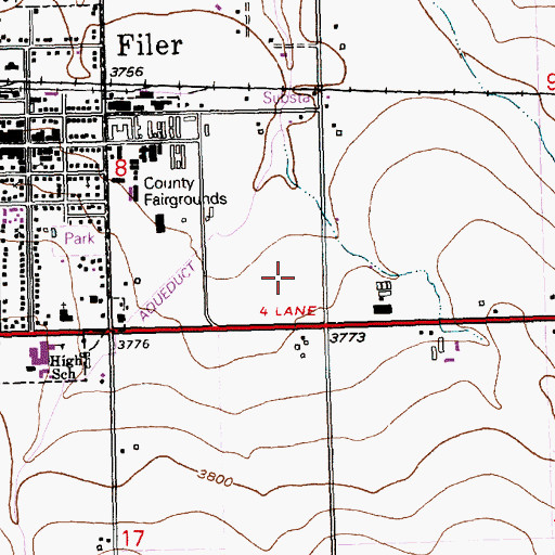 Topographic Map of Filer High School, ID