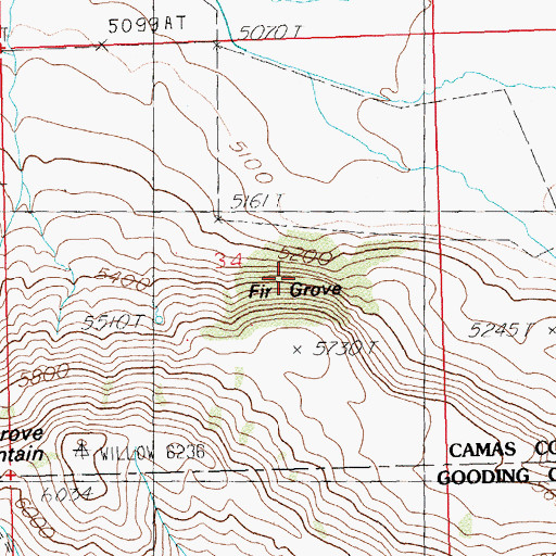 Topographic Map of Fir Grove, ID
