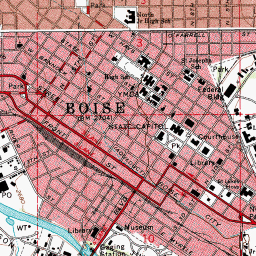 Topographic Map of First Security Plaza, ID