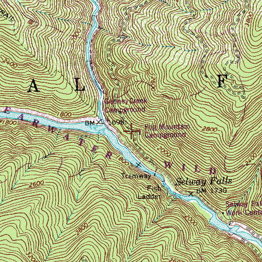 Topographic Map of Fog Mountain Campground, ID