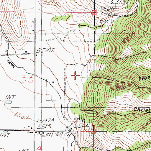 Topographic Map of Franks Canyon, ID