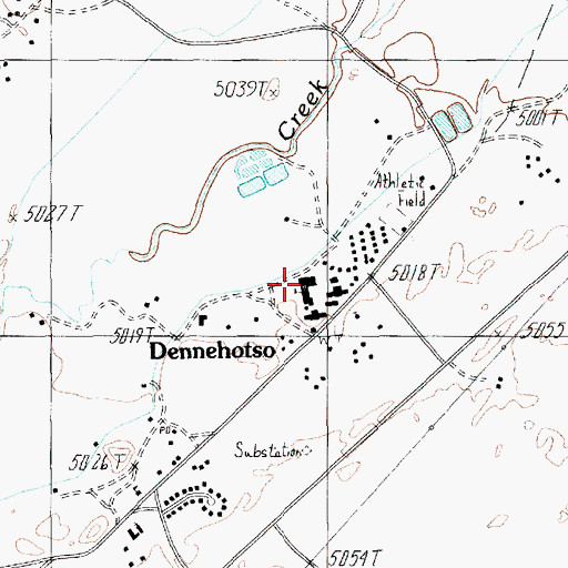 Topographic Map of Dennehotso, AZ