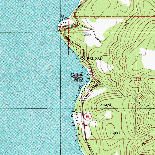 Topographic Map of Gand Bay, ID