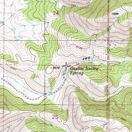 Topographic Map of Gaston Beatty Spring, ID