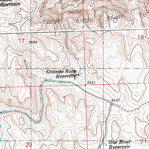 Topographic Map of Granite Butte Reservoir, ID