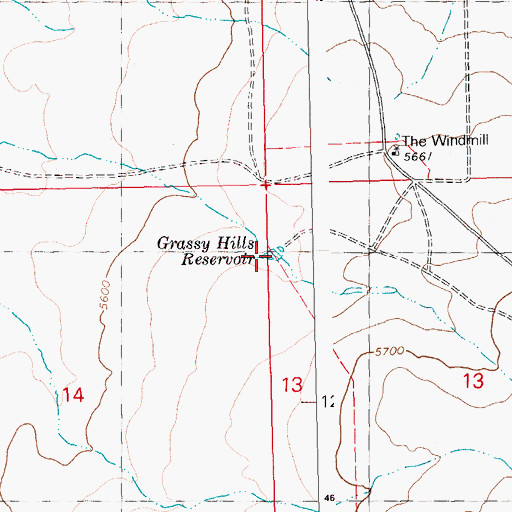 Topographic Map of Grassy Hills Reservoir, ID