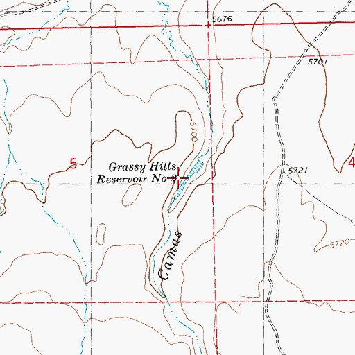 Topographic Map of Grassy Hills Reservoir Number Two, ID