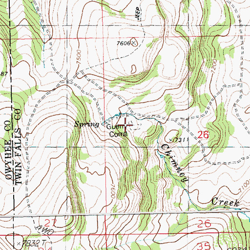 Topographic Map of Guerry Corral, ID