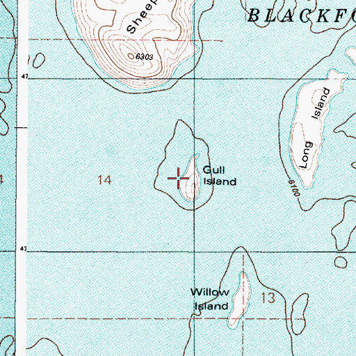 Topographic Map of Gull Island, ID