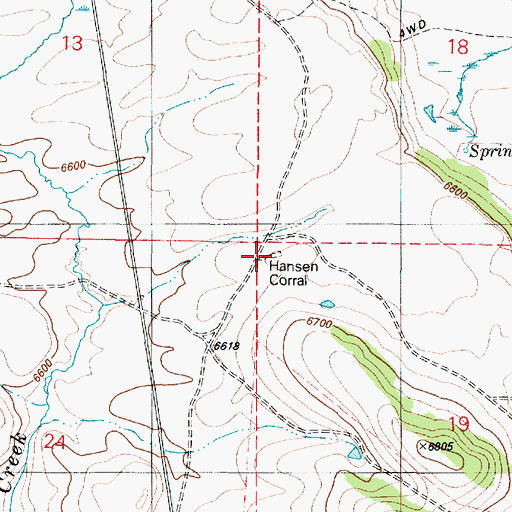 Topographic Map of Hansen Corral, ID