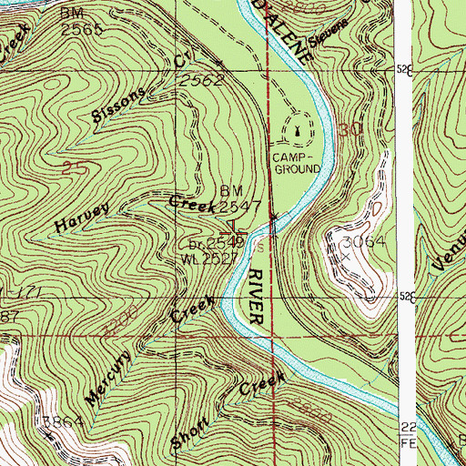 Topographic Map of Harvey Creek, ID
