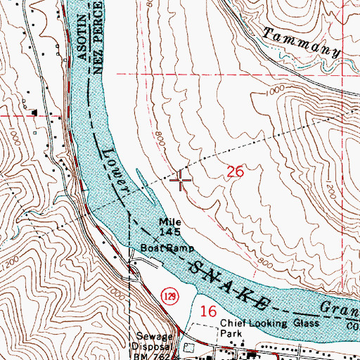 Topographic Map of Hells Gate State Recreation Area, ID