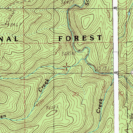Topographic Map of Hidden Creek, ID