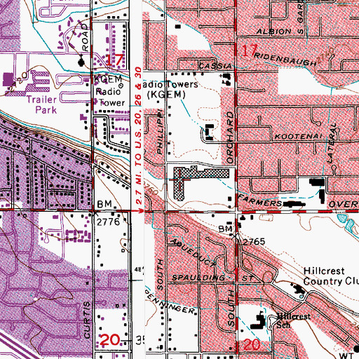 Topographic Map of Hillcrest Plaza, ID