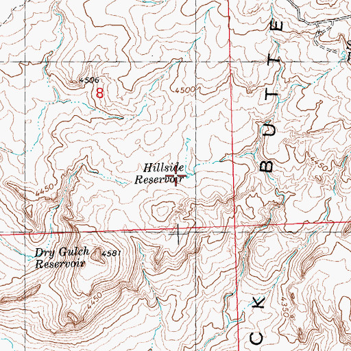 Topographic Map of Hillside Reservoir, ID