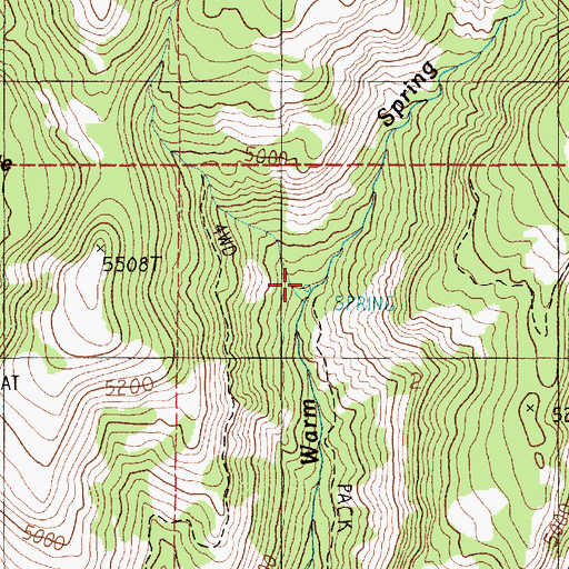 Topographic Map of Hot Springs, ID