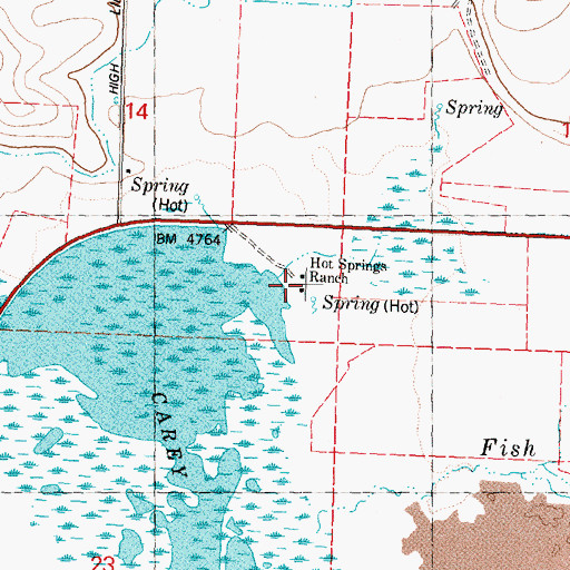 Topographic Map of Hot Springs Ranch, ID