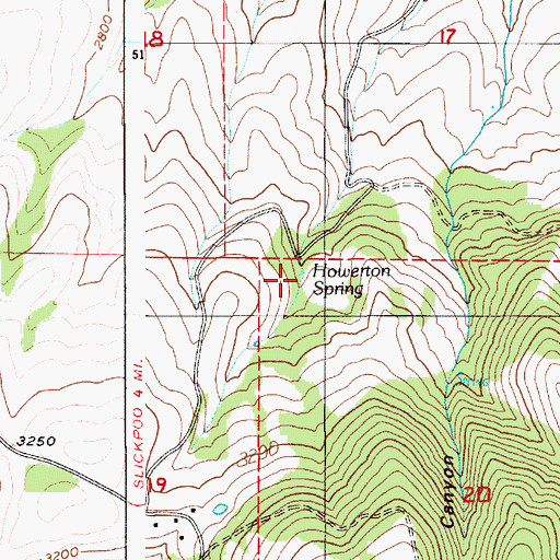 Topographic Map of Howerton Spring, ID