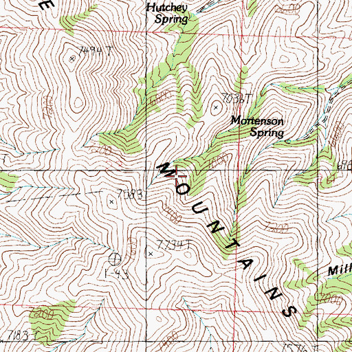 Topographic Map of Hutchey Spring, ID