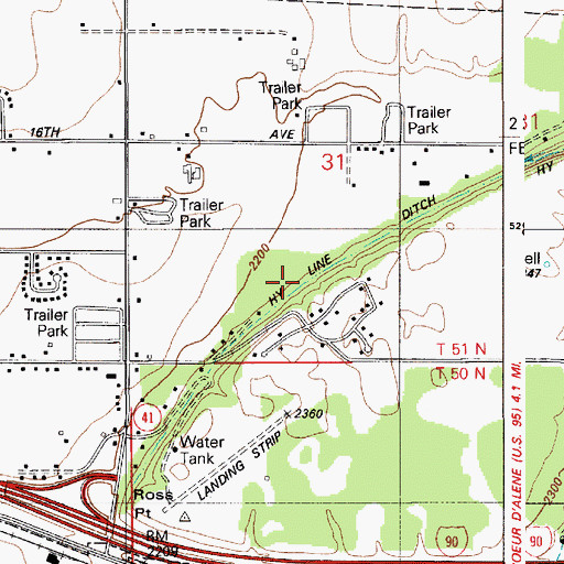 Topographic Map of Hy Line Ditch, ID