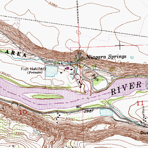 Topographic Map of Idaho Power Company Steelhead Trout Hatchery, ID