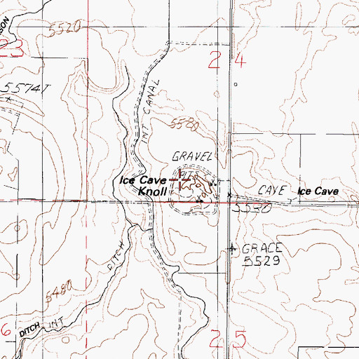 Topographic Map of Ice Cave Knoll, ID
