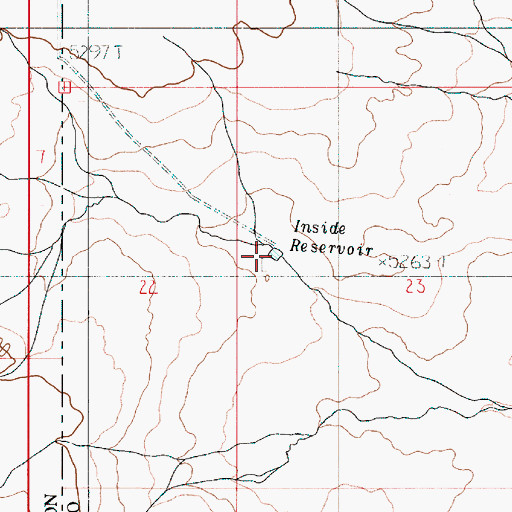 Topographic Map of Inside Reservoir, ID