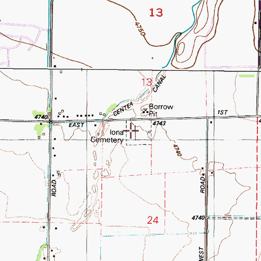 Topographic Map of Iona Cemetery, ID