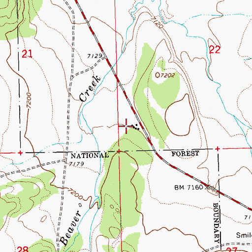 Topographic Map of Beaver Creek Store, ID