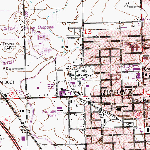 Topographic Map of Jerome County Fairgrounds, ID