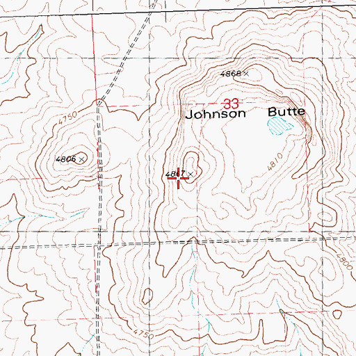 Topographic Map of Johnson Butte, ID