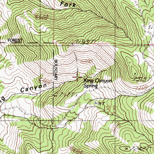 Topographic Map of King Canyon Spring, ID