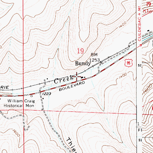 Topographic Map of Bundy Station, ID