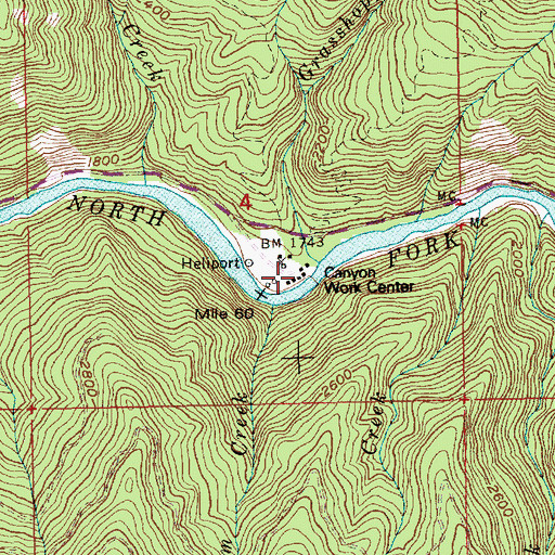 Topographic Map of Canyon Work Center, ID